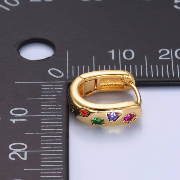 24K Gold Filled Multi-color Huggie Earrings