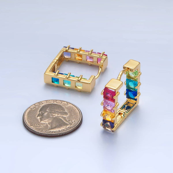 24K Gold Filled Multicolor SquareSquare Huggie Hoops