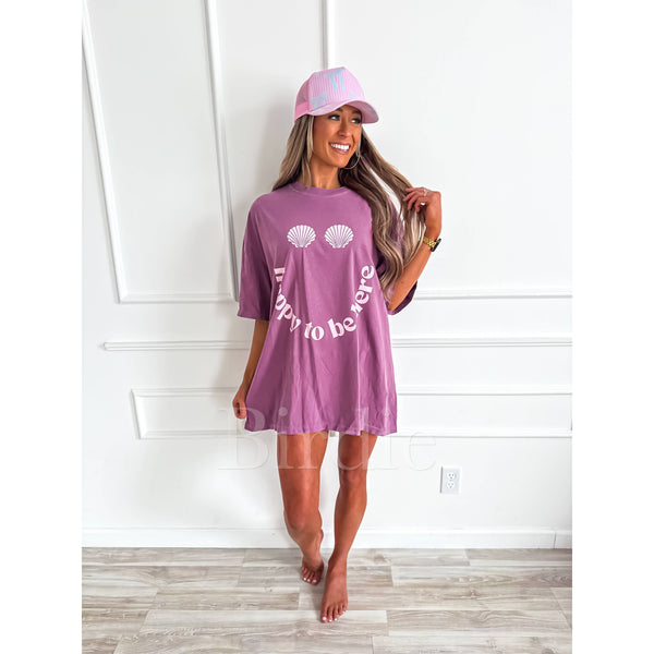 Happy To Be Here Graphic Tee on Berry
