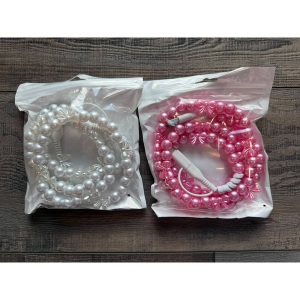 Bows Beaded Phone Charger with Lightning & USB-C Cable