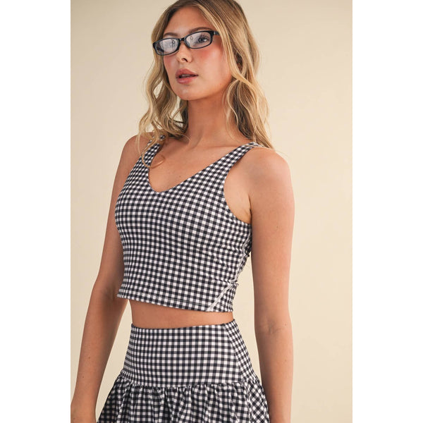 KIMBERLY C - Gingham Print Aligned Performance Cropped Tank Top by KIMBERLY C