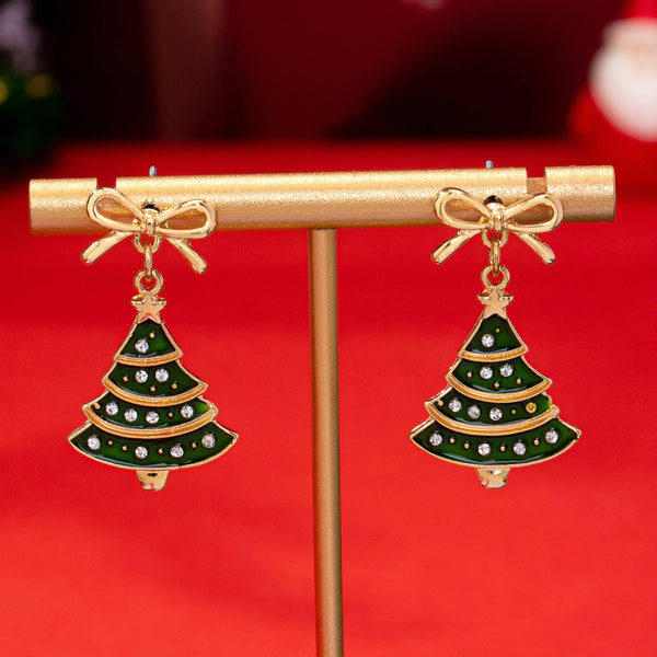 JOSSLYN by wall to wall - Christmas Tree & Bow Dangle Earrings | 80E62433