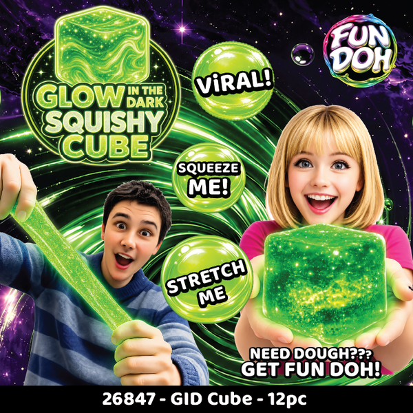 Fun Doh Glow in the Dark Squishy Sparkle Cube