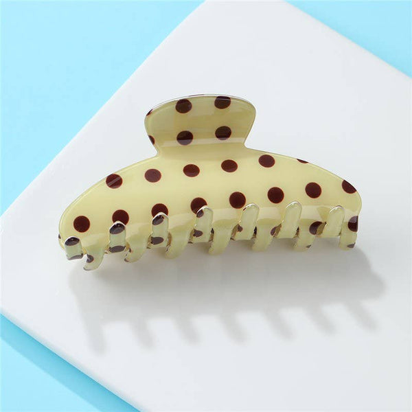 Retro Polka Dot Hair Claw - Glossy Spotted French