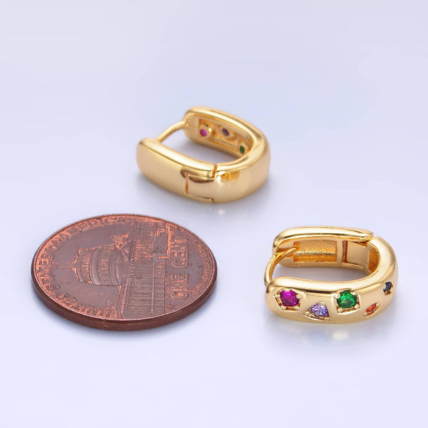 24K Gold Filled Multi-color Huggie Earrings