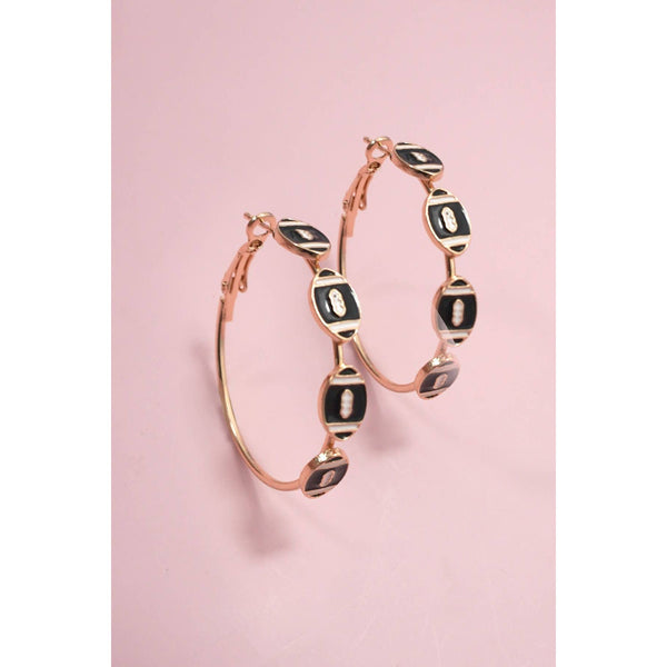 Gameday Football Baseball Hoop Earrings | 40E501