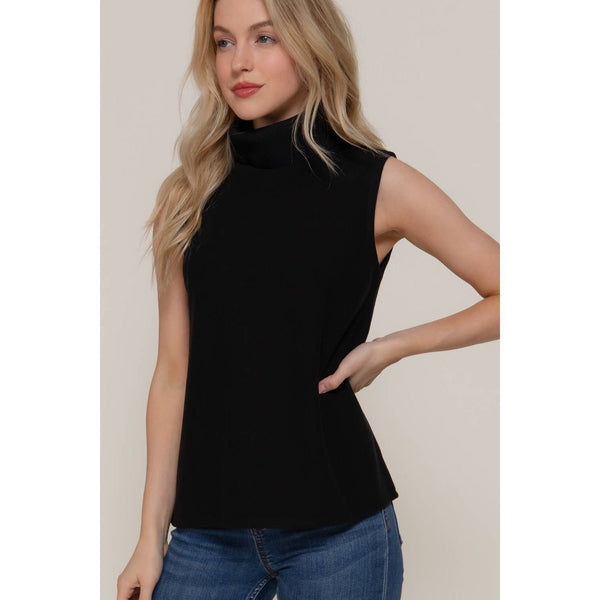 Active Sleeveless Turtle Neck Soft Knit Top