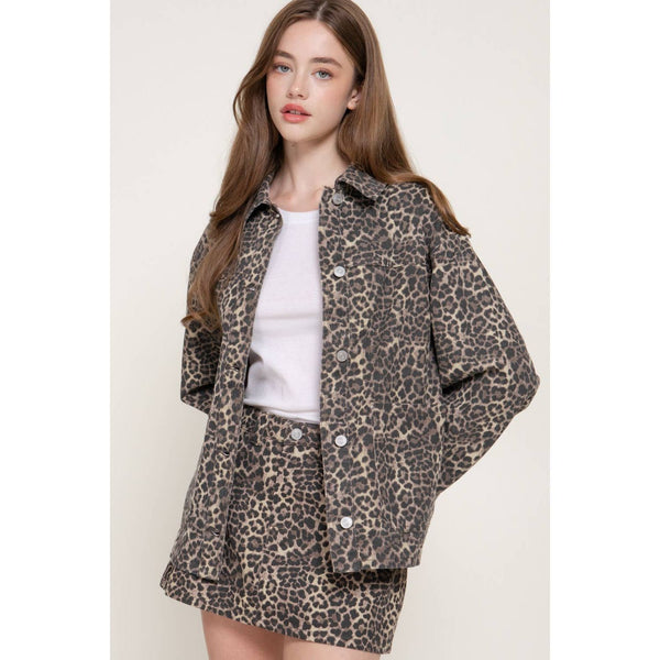 Leopard Jacket and Skirt Set