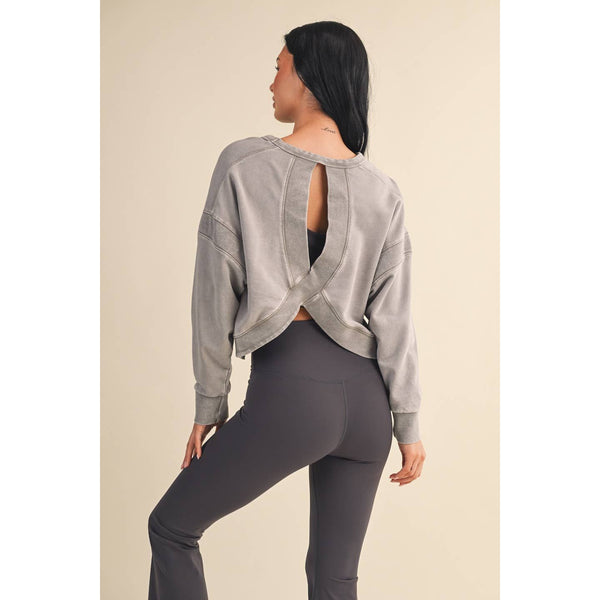 Mineral Wash Cutout Back Layering Sweatshirt