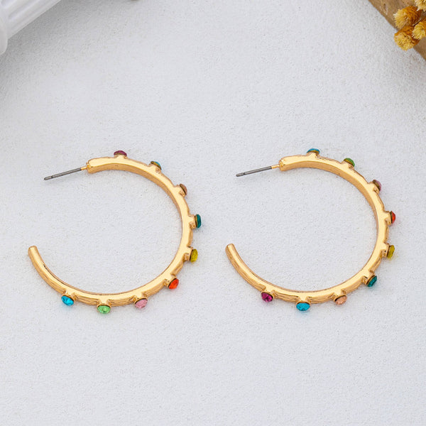 JOSSLYN by wall to wall - Multi Color Gemstone Hoop Earrings | 80E62415