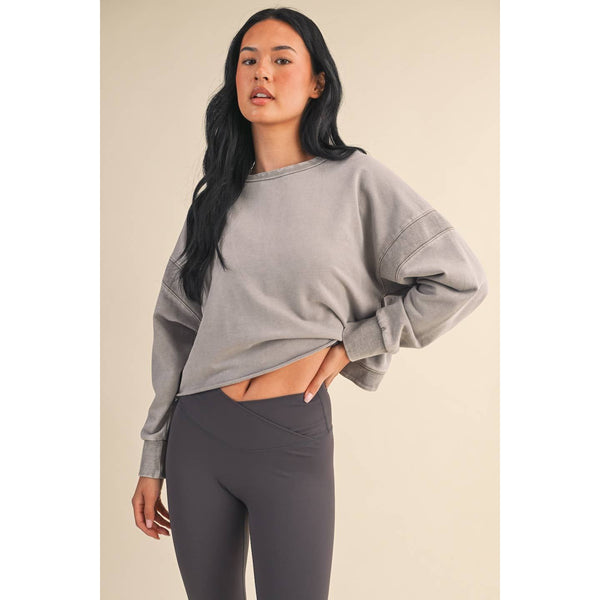 Mineral Wash Cutout Back Layering Sweatshirt
