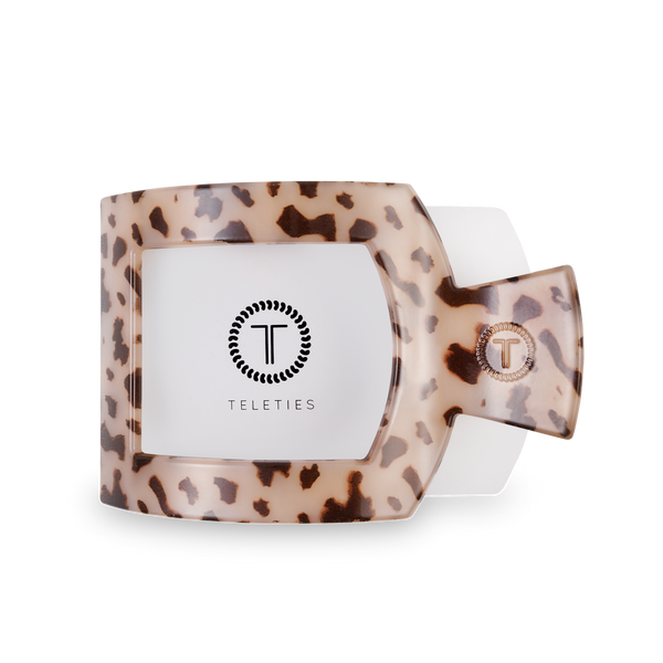 TELETIES - Square Flat Hair Clip | Large | Blonde Tortoise