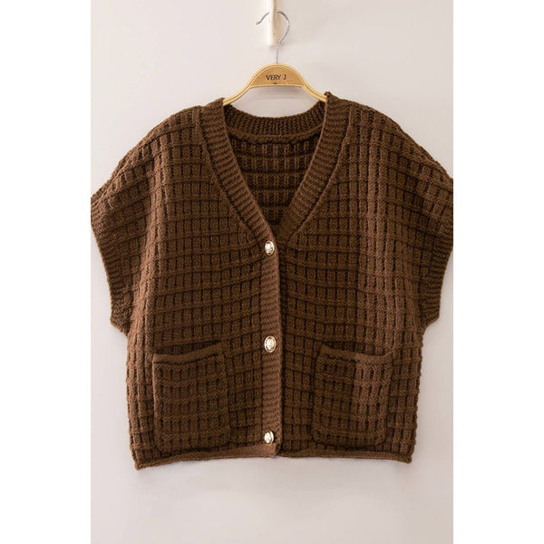 Waffle Texture Crop Cardigan