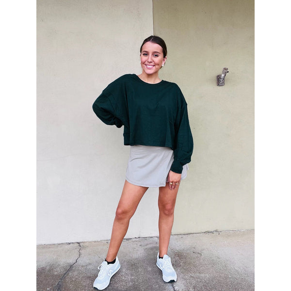 Cotton Open Back Long Sleeve Top