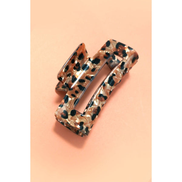 RECTANGLE LEOPARD ANIMAL DESIGN HAIR CLAW CLIPS