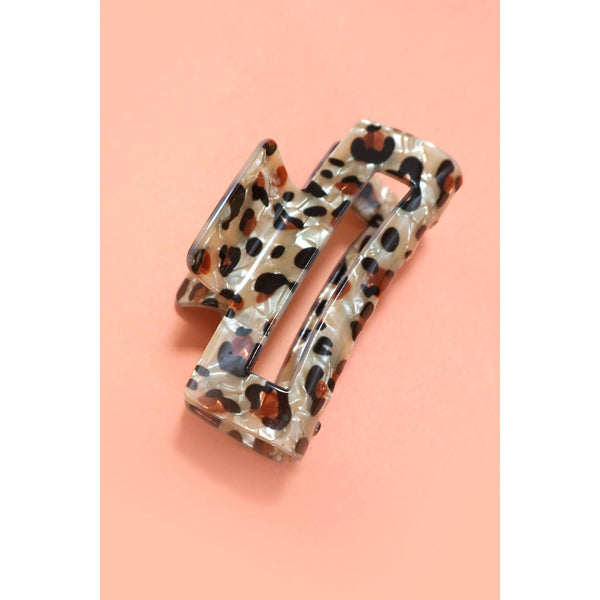 RECTANGLE LEOPARD ANIMAL DESIGN HAIR CLAW CLIPS