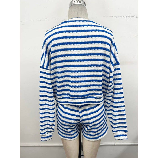 Cozy Stripe Lounge Short  Set