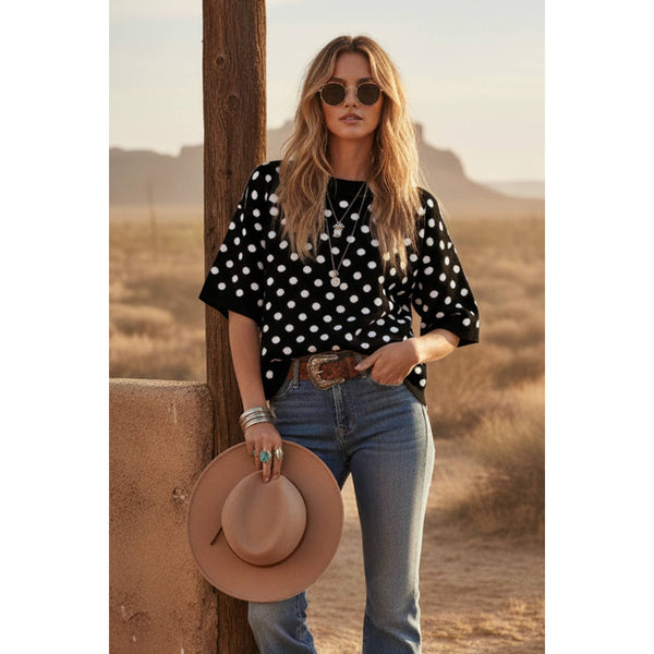 Oversized Polka Dot Sweater Top