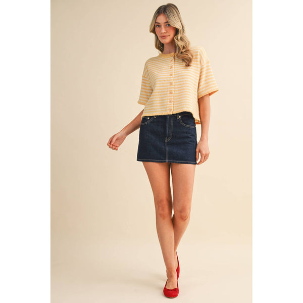 Butter Striped Short Sleeve Sweater