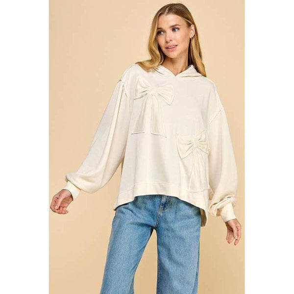 Oversized Hoodie with Accented Bows.