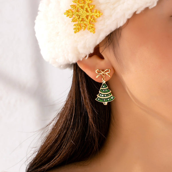 JOSSLYN by wall to wall - Christmas Tree & Bow Dangle Earrings | 80E62433