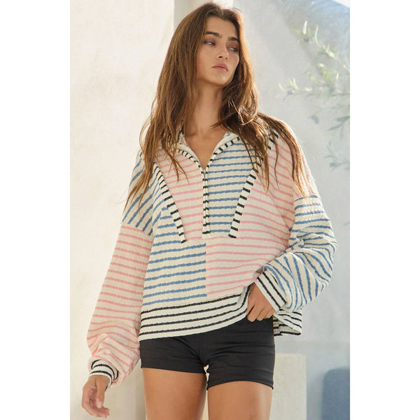 Half Zip Striped Top