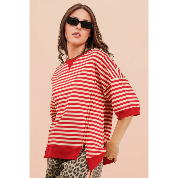 Oversized Stripe Casual Knit Top