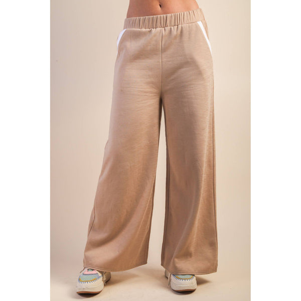 Block Band Detail Comfy Knit Top & Pants Set