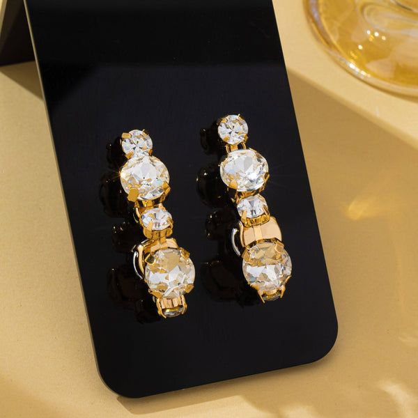 Cascading Round Cut Crystal Drop Earrings