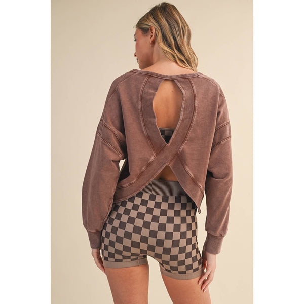 Mineral Wash Cutout Back Layering Sweatshirt