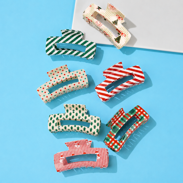 JOSSLYN by wall to wall - Holiday & Christmas Tree Stripe Hair Claw Clips | 40H1125