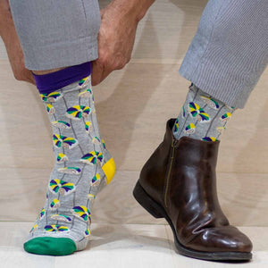 The Royal Standard - Men's Here for the King Cake Socks   Gray/Multi   One Size