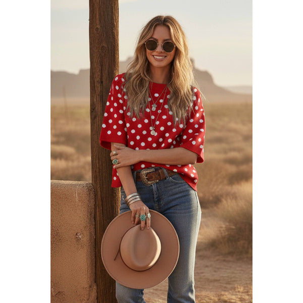 Oversized Polka Dot Sweater Top