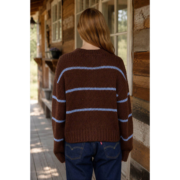 Stripe Jacquard Button Down Knit Cardigan