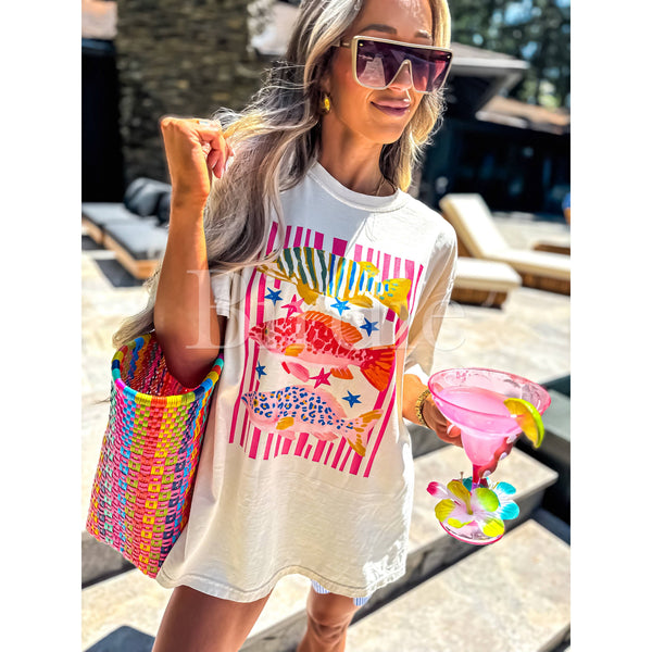 Preppy Fish Graphic Tee on Ivory