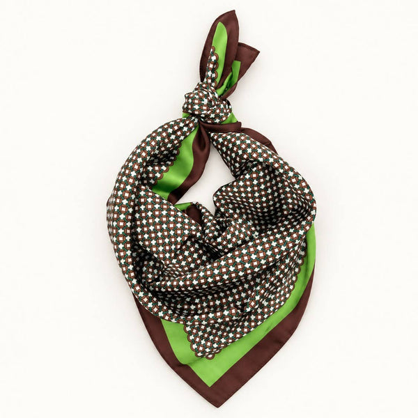 JOSSLYN by wall to wall - Interlocking Circle Geometric Print Square Scarf | 40SC736