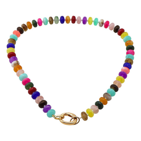 Multi Color Knotted Beaded Necklace