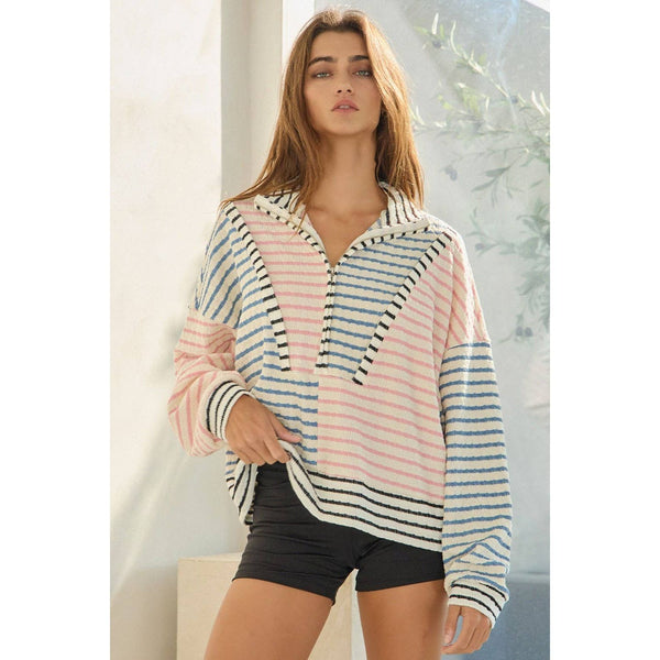 Half Zip Striped Top