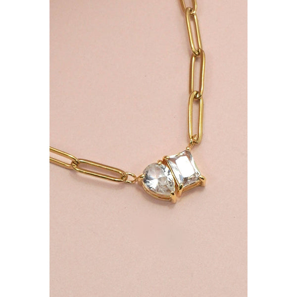 18K STAINLESS STEEL TARNISH FREE RHIN NECKLACE