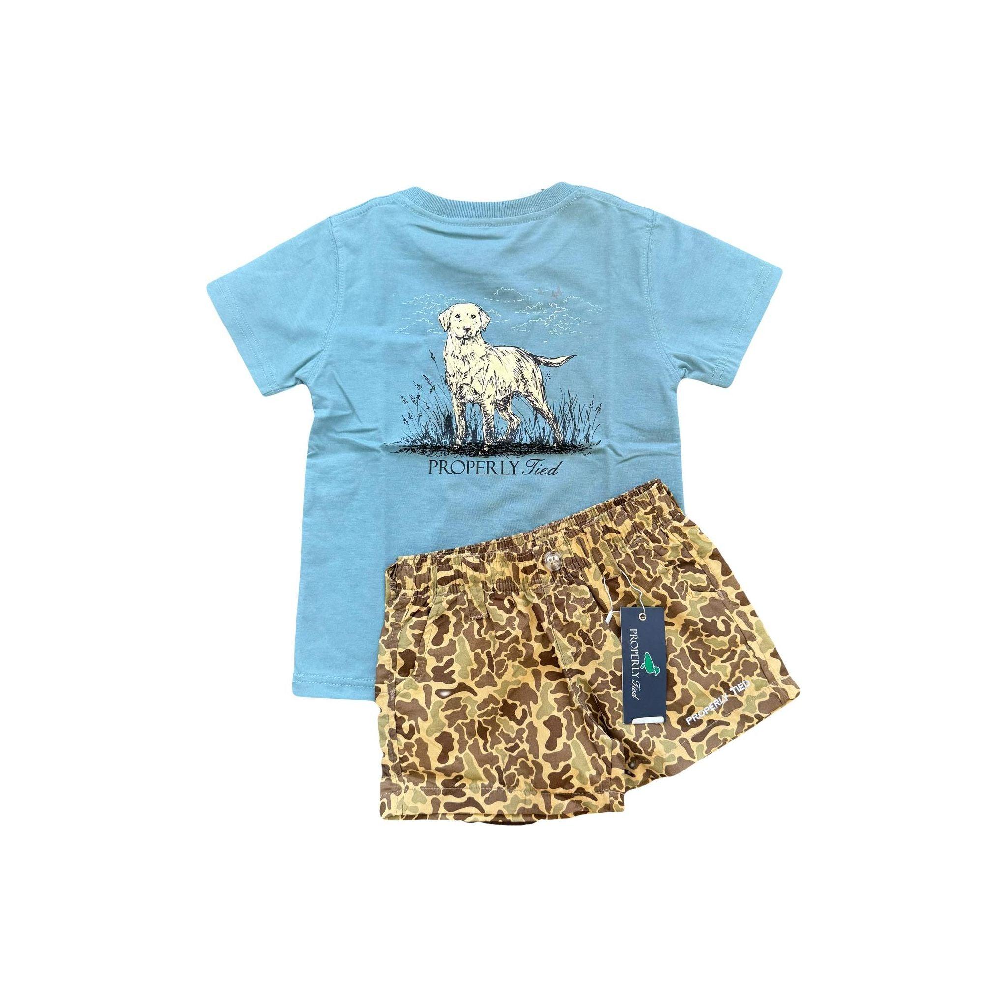 Properly Tied Mallard Youth Shorts - Vintage Camo