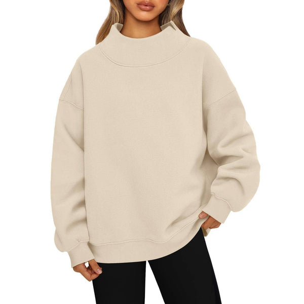 Suhkasana - Women's Oversized Mock Neck Fleece Pullover Sweatshirt