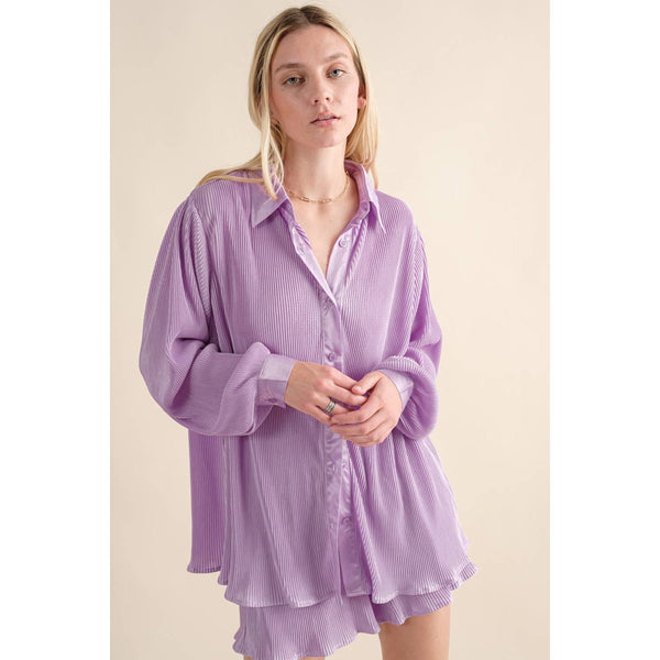Accordian Blouse Short Lounge Set