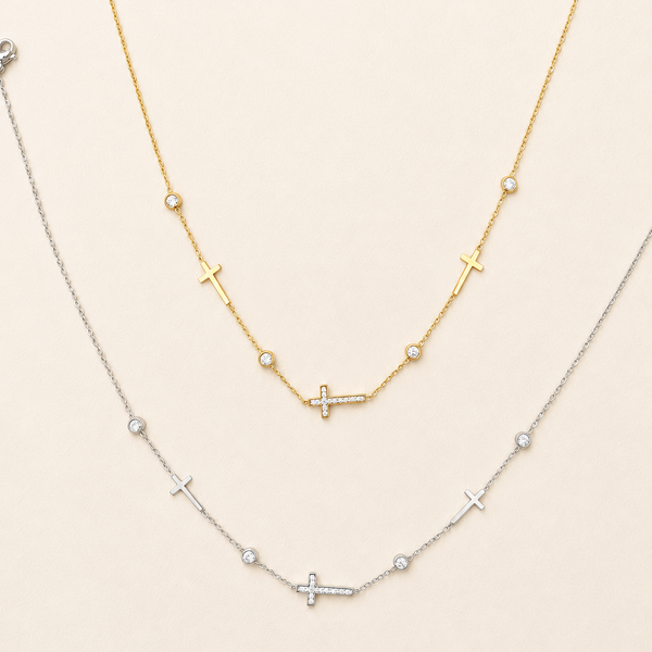 JOSSLYN by wall to wall - 18K STAINLESS STEEL TARNISH FREE CROSS NECKLACE | 40NK9453