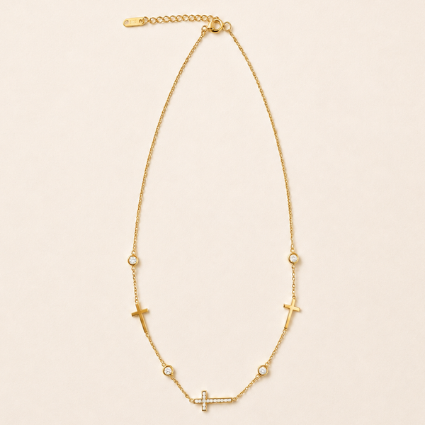 JOSSLYN by wall to wall - 18K STAINLESS STEEL TARNISH FREE CROSS NECKLACE | 40NK9453