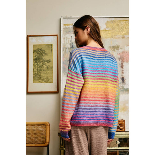 Rainbow Multi Striped Button-Down Cardigan