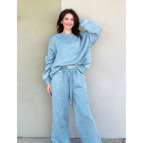 Acid Wash Oversized Fleece Pullover