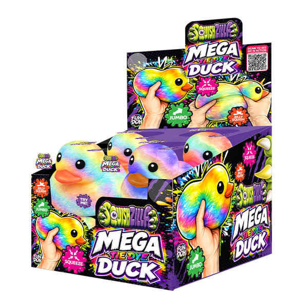 Novelty Brands - Fun Doh MEGA 5" Tie Dye Duck Squishy Toy - 8/Display