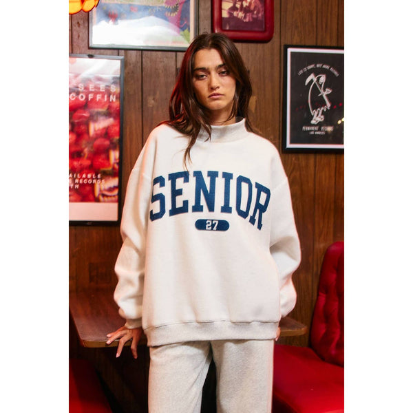 'SENIOR' Reversible Mock-Neck Sweatshirt