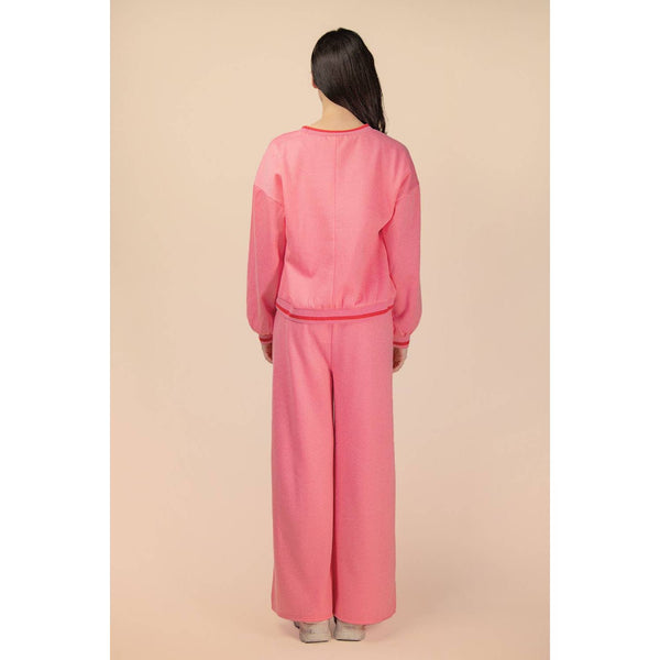 Block Band Detail Comfy Knit Top & Pants Set