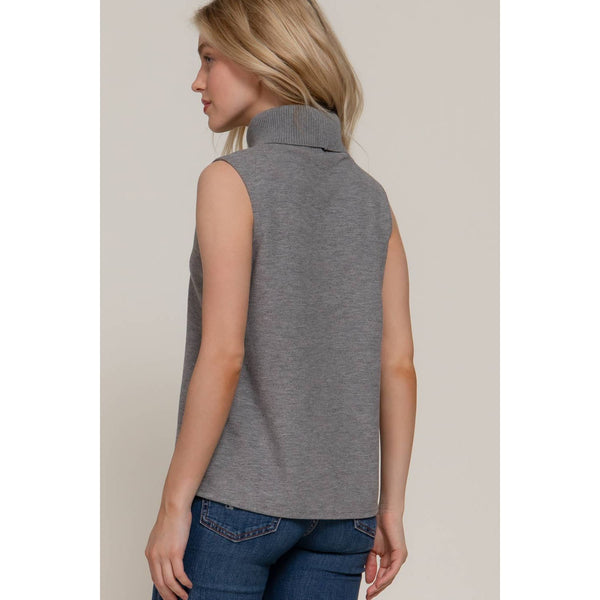 Active Sleeveless Turtle Neck Soft Knit Top